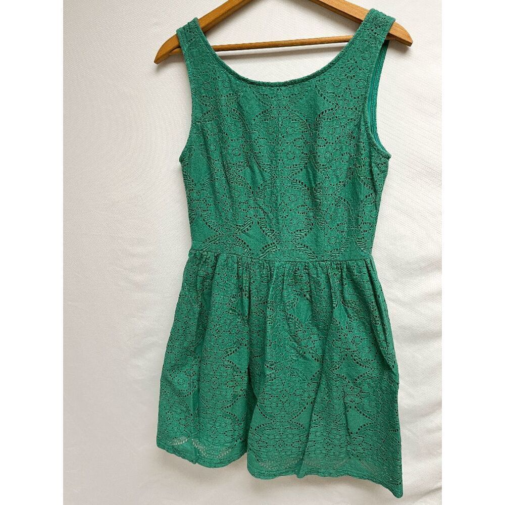 Mystic Womens Sleeveless Line Eyelet Lace Mini A-Line Dress Turquoise Size Small